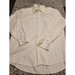 GEOFFREY BEENE Sateen Wrinkle Free Mens Dress Shirt Ivory 16 1/2 34 35